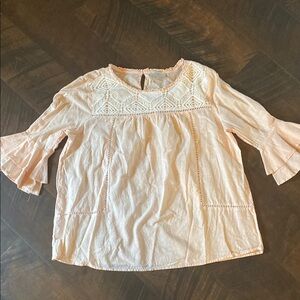 LOFT Peach Colored Sleeve Blouse with Ruffled Details